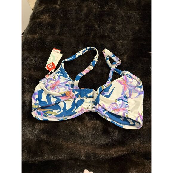 Swim System Poppy  Lily Patch Bikini Top  Size 38 D 38D - Picture 2 of 5